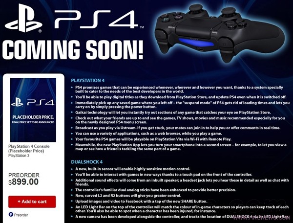 PS4澳洲預訂售價